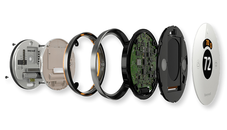 Smart thermostat with exploded view